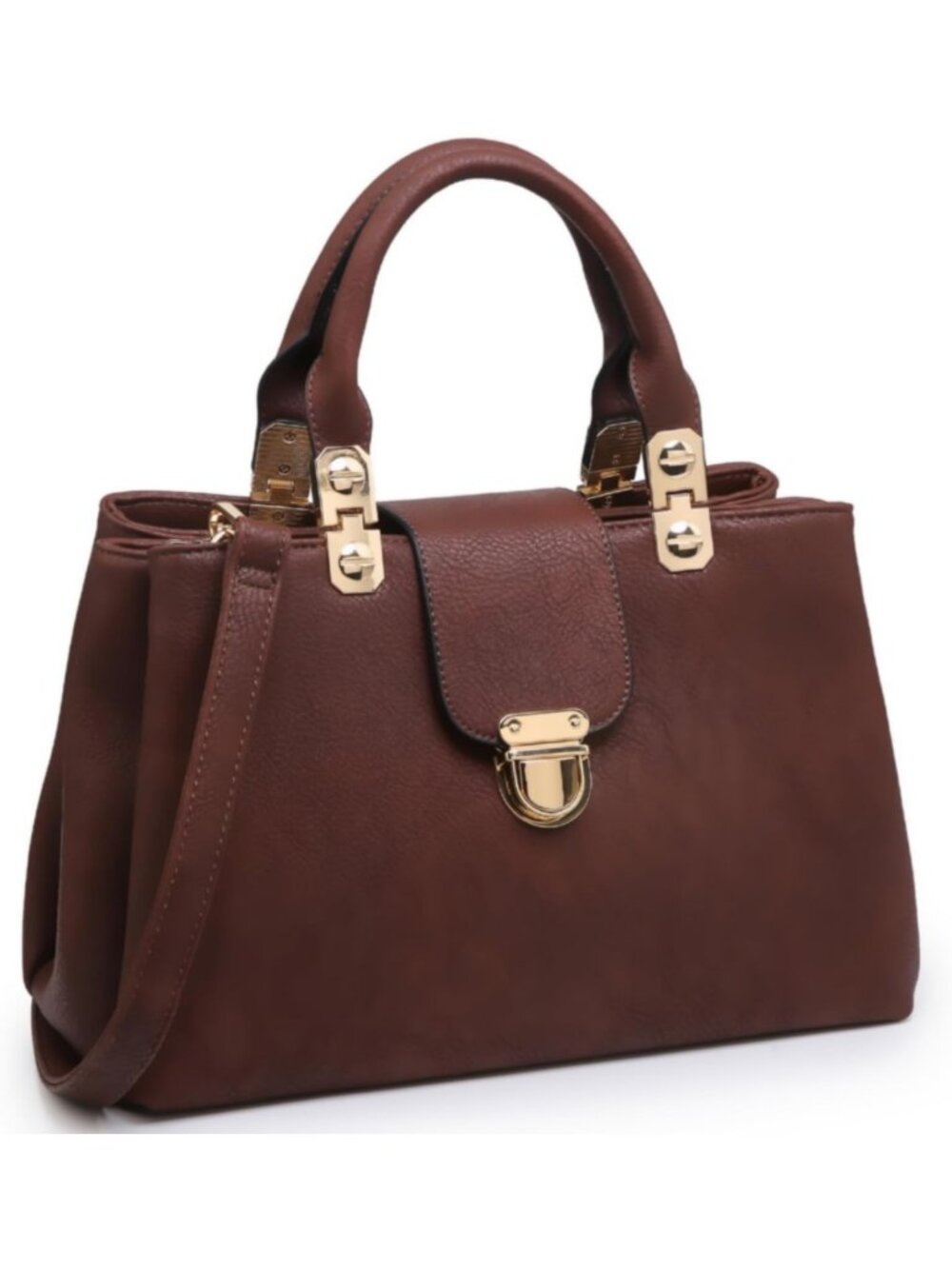Chic Vegan Leather Satchel Handbag | Medium Tote Purse with Top Handle